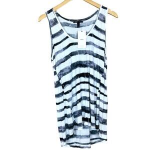 MNG Mango Basics Black Striped Monochrome White Oversized Tank Top XS/S NWT